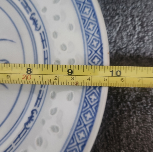 Vintage Chinese porcelain hand painted rice eye trim plate - Picture 5 of 8